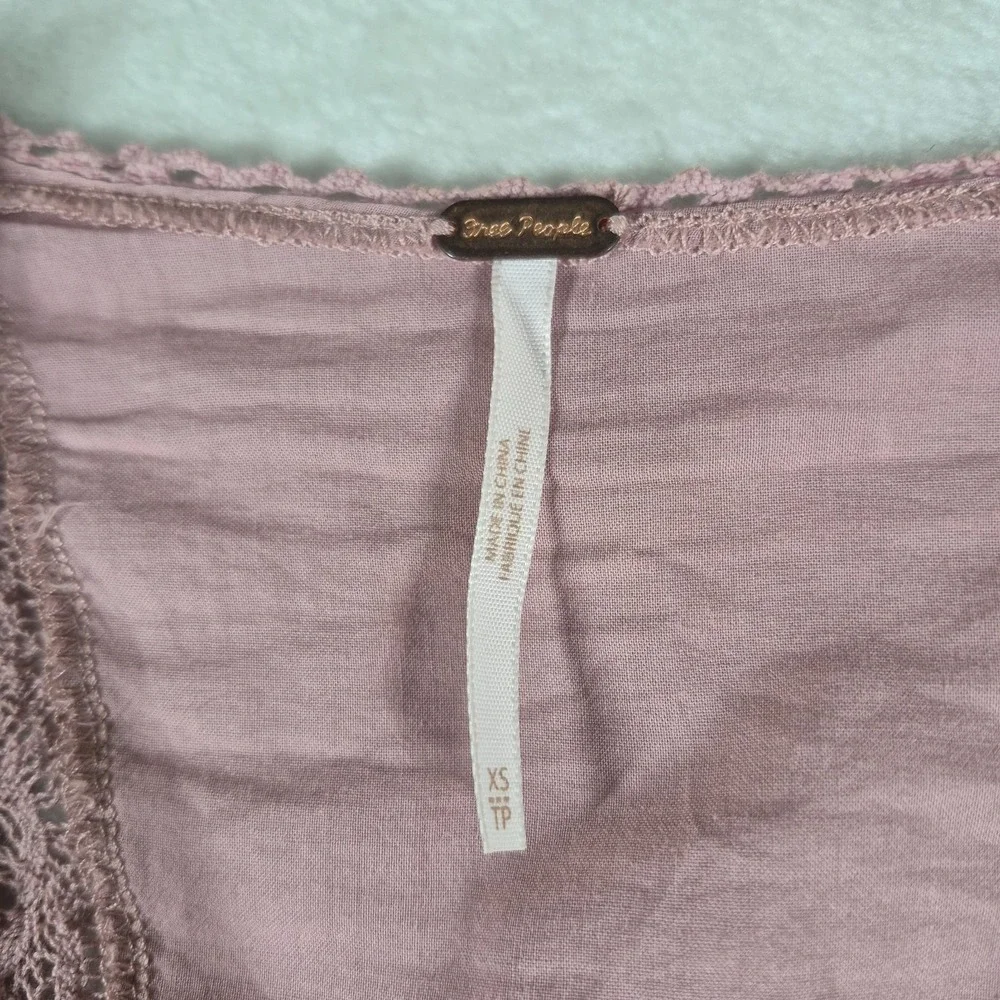 Free People Mauve Swoon Mini Dress Women's‎ XS Pink Boho Embroidered Lace Casual